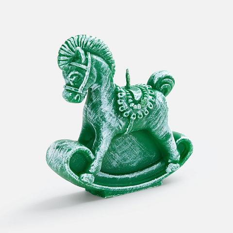 Свеча фигурная «Лошадка-качалка», зеленая - рис 2.