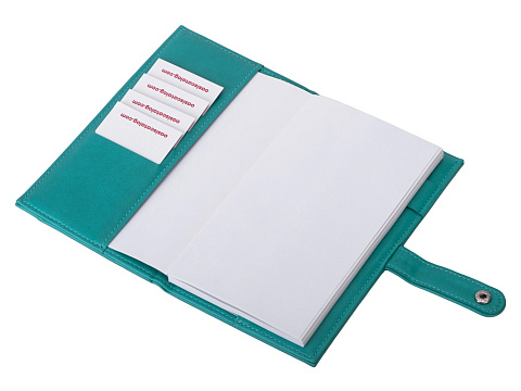 Блокнот-кошелек с сменным блоком А6 Wall Street, 64 листа, бирюзовый - рис 4.