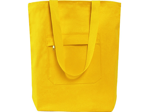 Сумка на молнии Zipper из хлопка 280 г c карманом на молнии спереди, желтый - рис 2.