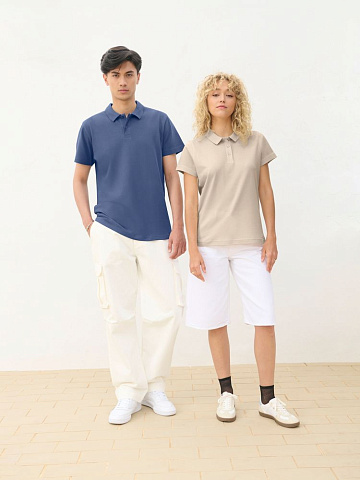 Рубашка поло унисекс Pulse, серо-бежевая - рис 6.