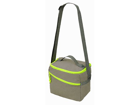 Изотермическая сумка-холодильник Neo Classic c контрастной молнией, серый/зеленое яблоко