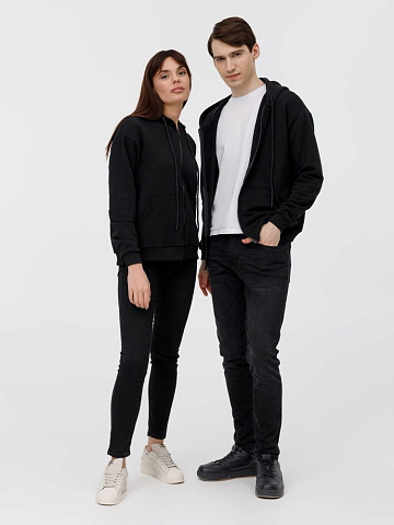 Толстовка унисекс оверсайз на молнии Zippy Terry, черная - рис 15.