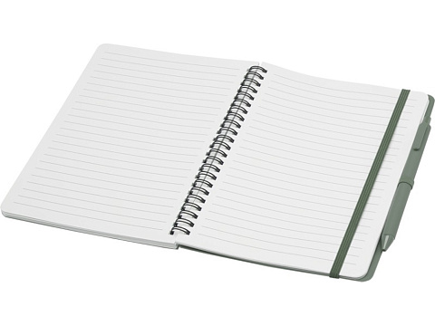 Блокнот Thalaasa формата А5 в твердой обложке из океанического пластика с шариковой ручкой - Зеленый яркий - рис 4.