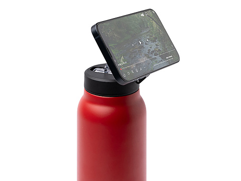 Термобутылка Хэйду с двойными стенками и корпусом из переработанной нержавеющей стали, красный - рис 4.