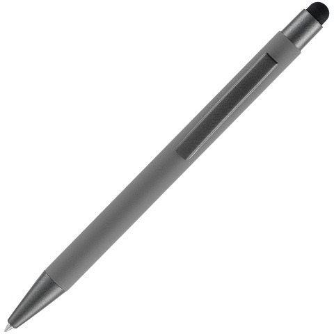 Ручка шариковая Atento Soft Touch со стилусом, серая - рис 4.