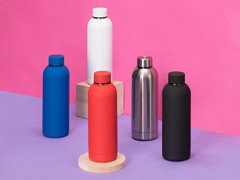 Вакуумная термобутылка Cask Waterline, soft touch, 500 мл, тубус, черный - рис 8.