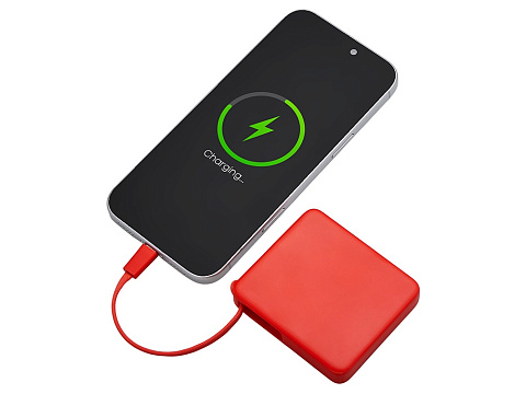 Внешний аккумулятор со встроенным кабелем USB-C Дэнси, 5000 мАч, красный - рис 3.