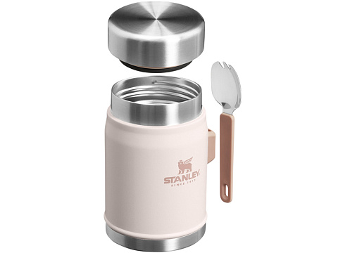 Банка для еды объемом 400 мл с ложкой-вилкой Stanley Legendary - Light pink - рис 3.