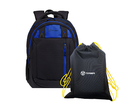 Рюкзак TORBER CLASS X, черный с синей вставкой, полиэстер 900D, 45 x 32 x 16 см - рис 11.