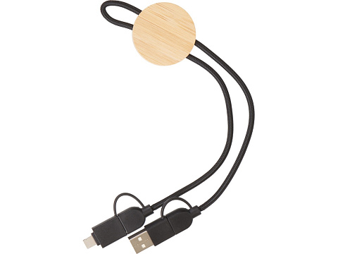 Универсальный зарядный кабель из переработанных ПЭТ и ТПЕ Acalypha, быстрая зарядка 25 Вт, черный - рис 3.