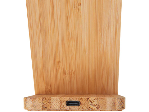 Беспроводное зарядное устройство 2-в-1 с подсветкой лого Reedia S4, 15 Вт, бамбук, черный - рис 4.