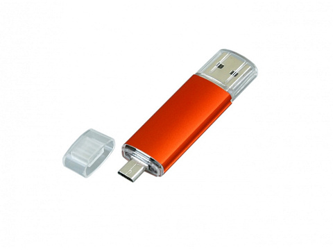 USB-флешка на 16 Гб.c дополнительным разъемом Micro USB, оранжевый - рис 2.