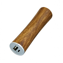 PB_wood2 Универсальное зарядное устройство power bank круглой формы. 2200MAH. Белый