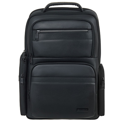 Рюкзак для ноутбука Santiago с кожаной отделкой, черный - рис 3.