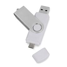 USB/micro USB-флешка 2.0 на 16 Гб Квебек OTG, белый