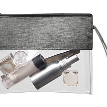 Косметичка из PVC и ткани Leony, прозрачный/темно-серый