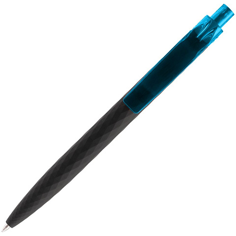 Ручка шариковая Prodir QS01 PRT-P Soft Touch, черная с голубым - рис 5.