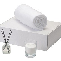 Подарочный набор White light 2.0 с пледом, диффузором, насыпной свечой