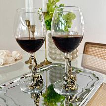 Набор бокалов для вина в деревянной шкатулке (2 шт) Лошадь