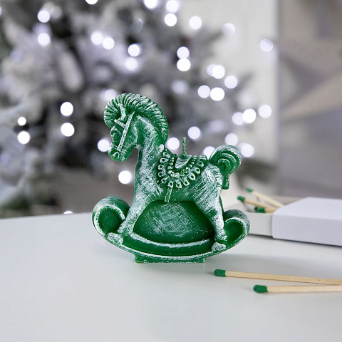 Свеча фигурная «Лошадка-качалка», зеленая - рис 5.