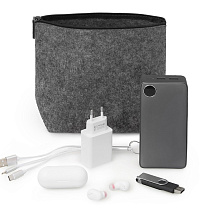 Органайзер для электроники и проводов Felt из RPET-фетра, серый