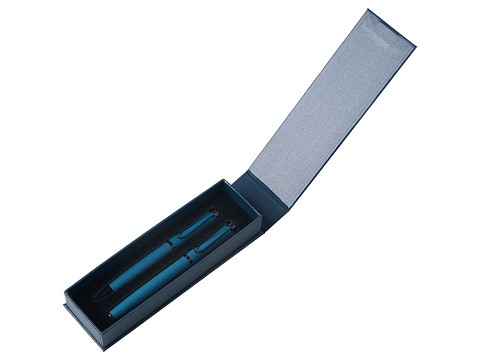 Подарочный набор из 2-х ручек Black Lama soft-touch, темно-синий - рис 2.