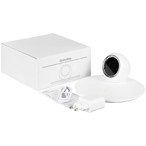 Станция беспроводной зарядки с часами и подсветкой GlobeBee, белая - рис 9.