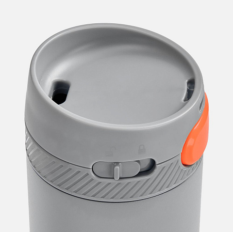 Термостакан X1 с цветной кнопкой, серый с оранжевым - рис 4.