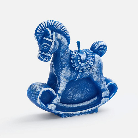 Свеча фигурная «Лошадка-качалка», синяя - рис 2.