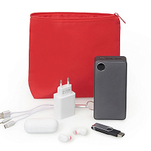 Органайзер для электроники и проводов Amalia из полиэстера 300D с подкладкой, красный