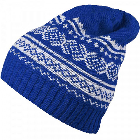 Новогодняя шапка Теплая зима (синий) - рис 2.