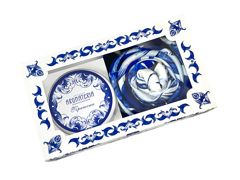 Набор: платок Гжель и свеча Птица счастья - рис 2.