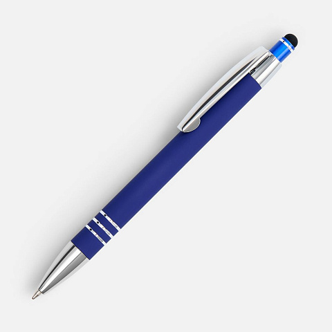 Ручка шариковая Sansen Soft Touch со стилусом, синяя - рис 2.