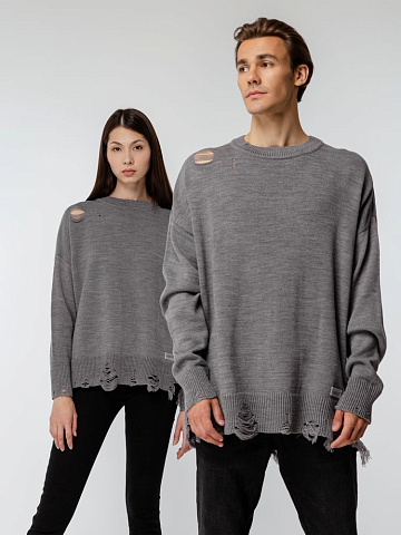 Джемпер оверсайз унисекс Grunge, серый - рис 14.