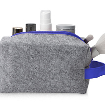 Косметичка из РПЕТ фетра с ручкой Felt, серый с синим