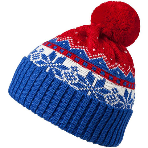Новогодняя шапка Happy Winter (синяя) - рис 2.