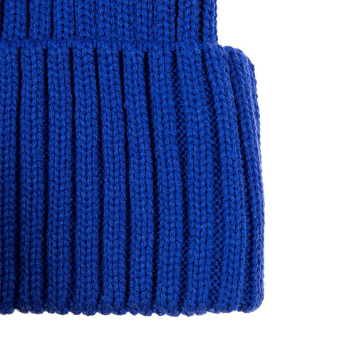 Вязаная шапка с козырьком Peaky, синяя (василек) - рис 6.
