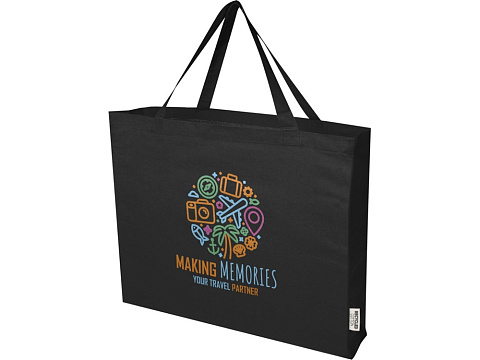 Odessa большая эко-сумка из переработанного хлопка, сертифицированного согласно GRS, плотностью 220 г/м² - сплошной черный - рис 6.