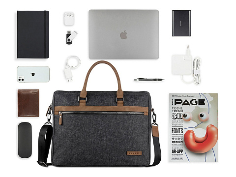 Портфель мужской BUGATTI Luce 15'', серый, полиэстер, 40х10х31,5 см - рис 6.