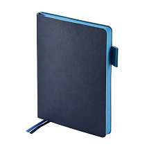 Ежедневник А5 датированный Boston 2026, темно-синий с голубым обрезом