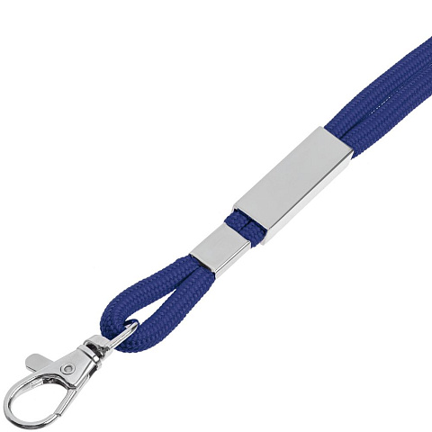 Шнурок для бейджа Tube Metal, синий - рис 4.