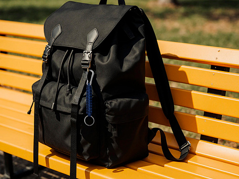 Брелок-веревочка Austere с карабином и кольцом, темно-синий с серебристым - рис 3.