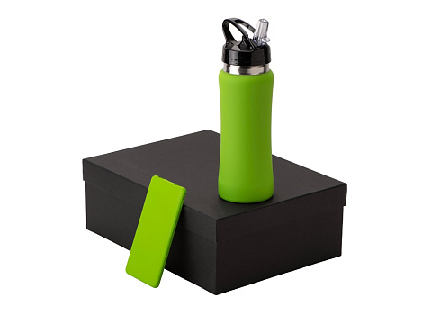 Подарочный набор с бутылкой для воды и повербанком С1, 5000 mAh, зеленое яблоко - рис 2.