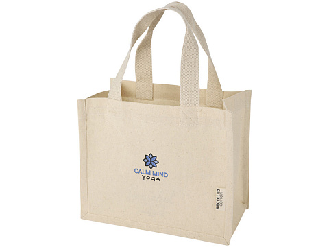 Мини эко-сумка Odessa с клинчиком, изготовленная из переработанного хлопка, сертифицированного согласно GRS, плотностью 220 г/м², объемом 9 л - Натуральный - рис 6.