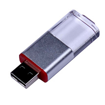 USB-флешка промо на 64 ГБ прямоугольной формы, выдвижной механизм, красный