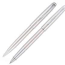Набор Pierre Cardin PEN&PEN: ручка шариковая + роллер. Цвет - серебристый. Упаковка Е.