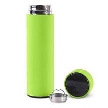 Термос FAMILY MARK LED, soft touch (Светло-зелёный)