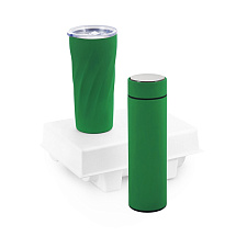 Подарочный набор FAMILY с термосом и термокружкой, зеленый