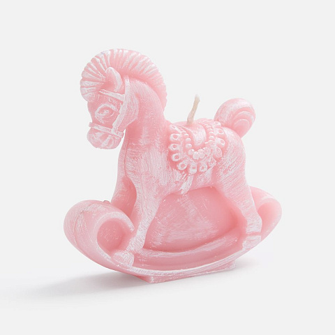 Свеча фигурная «Лошадка-качалка», розовая - рис 2.