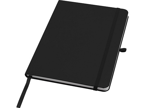 Teak блокнот А5 из переработан. материала в твердой обложке с линован. страницами - сплошной черный